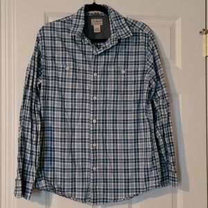 Mens LL Bean plaid button down shirt
